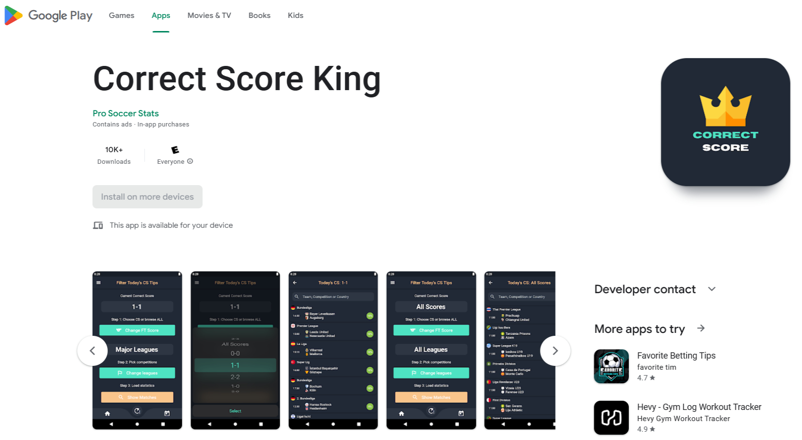Correct Score King Image of Correct Score King app page