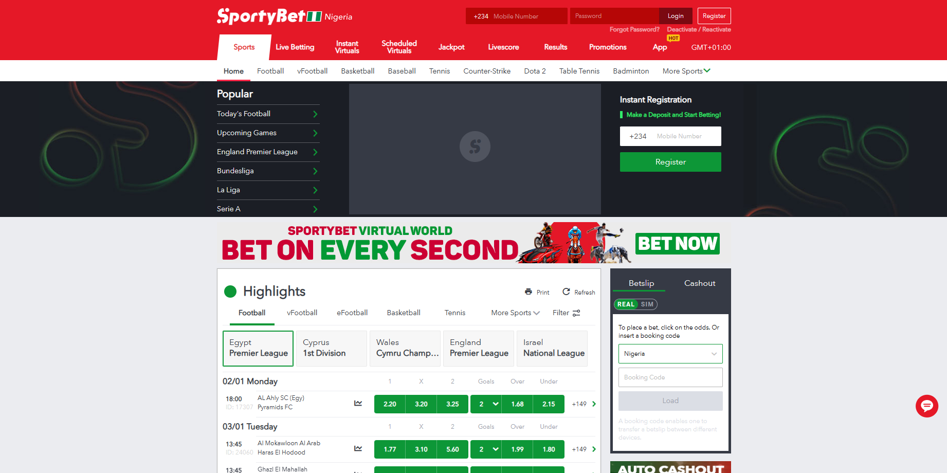 Image of Sportybet Nigeria landing page